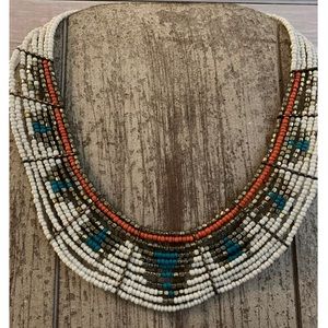 Tribal/BOHO/Aztec turquoise beaded necklace